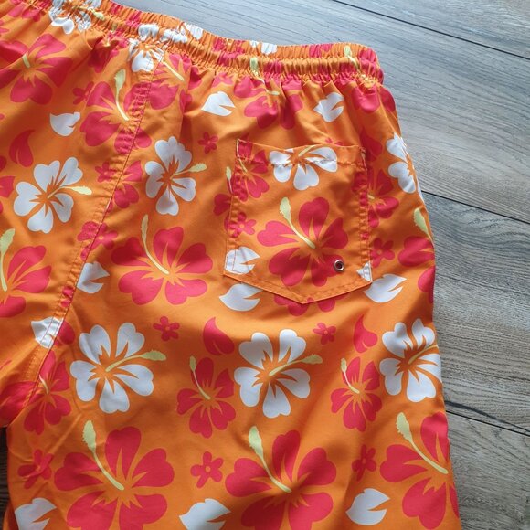 Men XL SHEIN Hawaiian Floral Swim Shorts Polyester Lining Drawstring Waist 30 In - Picture 7 of 7